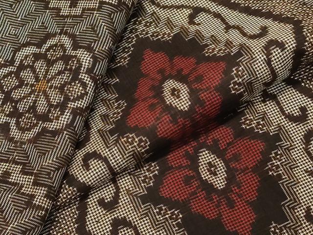 平和屋着物●希少　本場大島紬　龍郷絣　花菱文　正絹　逸品　DAAM1058ud