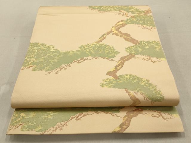 平和屋着物●織物一筋名門　織悦　全通柄本袋帯　松　金糸　正絹　逸品　AAAO4246wj