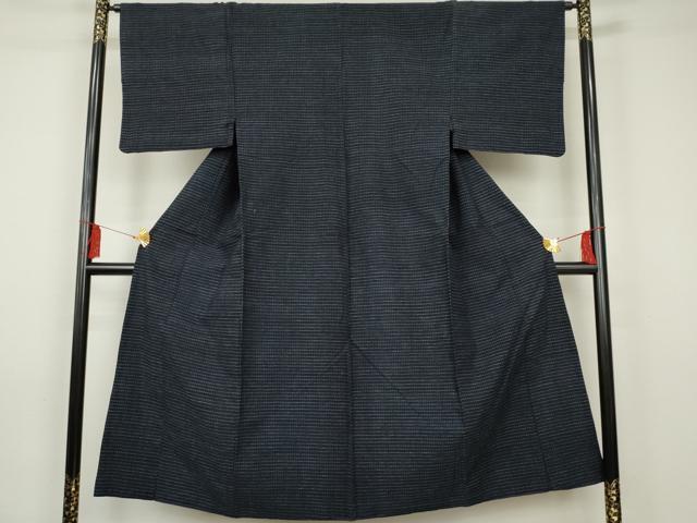 平和屋着物●男性　紬　横段文　綿　逸品　AAAO7204cs