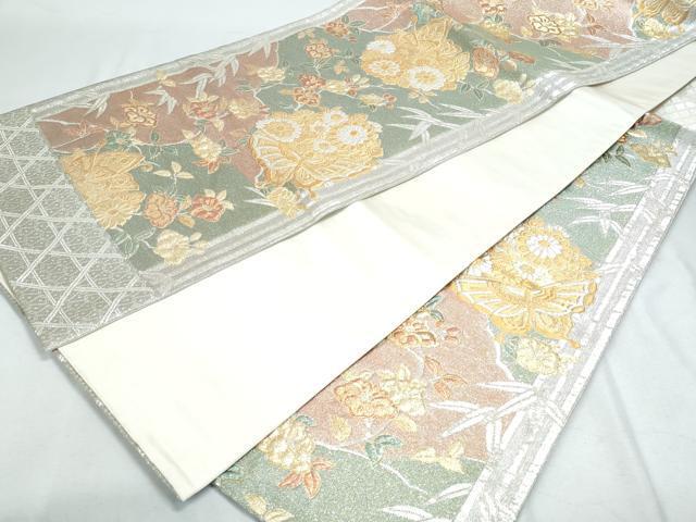 平和屋着物■西陣　とみや織物謹製　とみや帯　本加賀友禅作家　百貫華峰　六通柄袋帯　唐織　枝花鳥文　金糸　正絹　逸品　CAAL5215fb