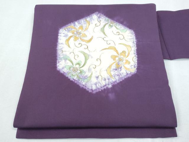 平和屋着物■塩瀬　九寸名古屋帯　刺繍　花唐草文　金彩　正絹　逸品　CAAK5993fb