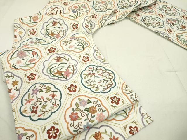 平和屋着物●極上　中国三大刺繍　相良刺繍　総刺繍　袋帯　蜀江花文　金糸　正絹　逸品　DAAL1814fe