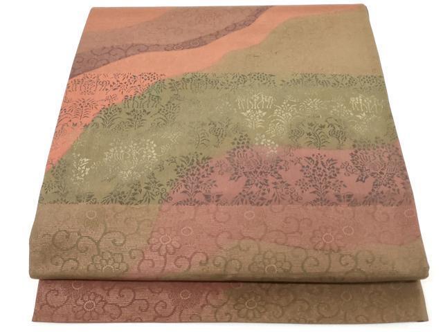 平和屋着物●希少　伝統工芸品　伊那紬　手織り　全通柄袋帯　鳥獣花文　正絹　逸品　AAAO2109az