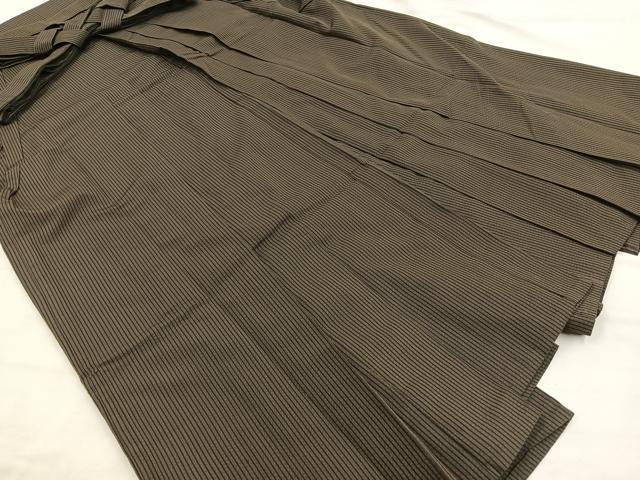 平和屋着物●男性　馬乗り袴　縞　正絹　逸品　BAAN6619pk