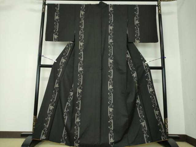 平和屋着物●本場大島紬　9マルキ　花唐草間道　さが美扱い　正絹　逸品　DAAL7642ps