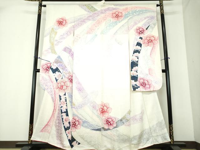 平和屋着物●名門　藤娘きぬたや・総絞り　振袖　花熨斗文　金彩　正絹　逸品　DAAL7579ps