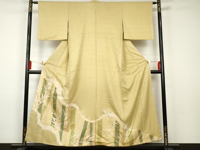 平和屋着物●豪華色留袖　駒刺繍　笹竹文　金彩　正絹　逸品　AAAO7171cs