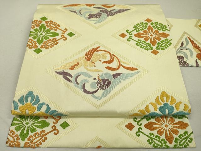 平和屋着物●西陣　川島織物　九寸名古屋帯　唐織　双鳥花菱文　正絹　逸品　DAAL1869fe