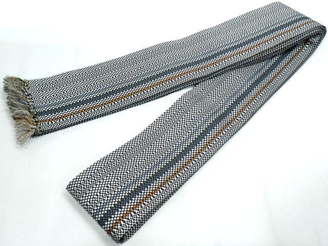 平和屋着物■男性　両面　角帯　縞　正絹　逸品　未使用　CAAL5231fb