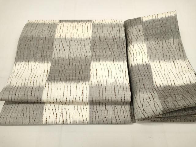平和屋着物■つけ帯　紬地　杢目絞り　市松文様　正絹　逸品　未使用　DAAL6758ar