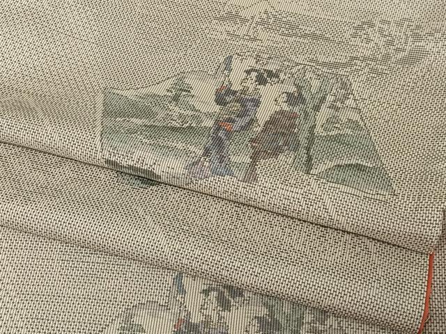 平和屋着物●都喜ヱ門　本場大島紬　白大島　総絣　9マルキ　人物冊子文　藤絹織物謹製　正絹　逸品　AAAN3580oa
