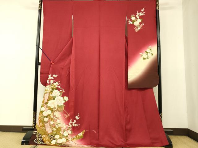 平和屋着物●豪華振袖　吉祥花車文　暈し染め　金彩　正絹　逸品　DAAL7192du
