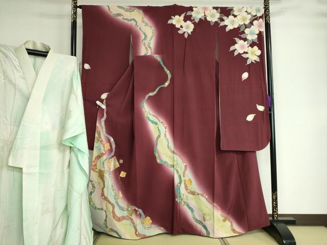 平和屋着物●豪華振袖・長襦袢（袷）セット　箔散らし　舞桜　暈し染め　金彩　正絹　逸品　DAAK4877ic