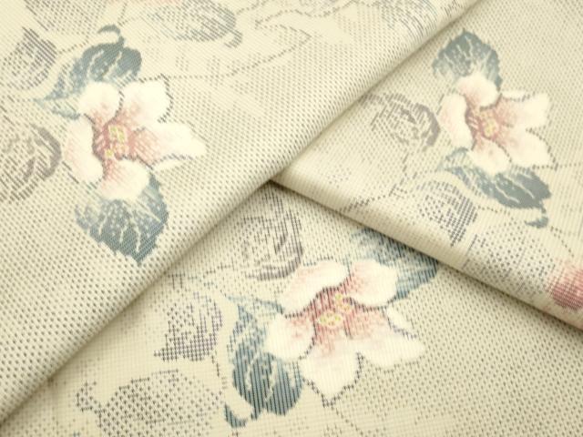 平和屋着物●本場大島紬　白大島　9マルキ　総絣　花蔦草文　正絹　逸品　AAAO0300ck