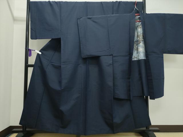 平和屋着物●男性　紬　アンサンブル　鉄紺色　正絹　逸品　CAAL6975gh