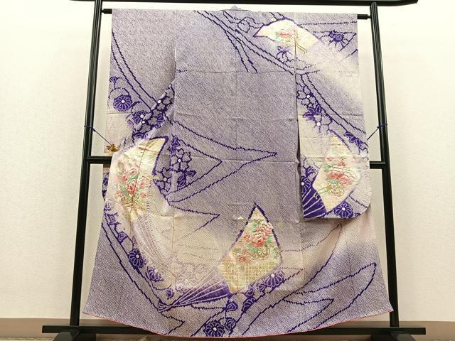 平和屋着物■豪華振袖　総絞り　駒刺繍　扇花車文　暈し染め　金銀彩　やまと誂製　正絹　逸品　BAAN9552yc