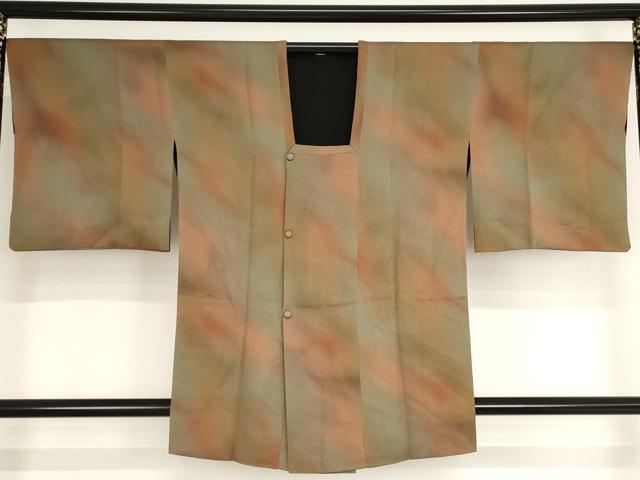 平和屋着物■道行コート　リバーシブル　霞文　ロング丈　正絹　逸品　AAAO8147bw