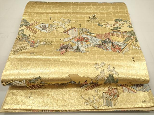 平和屋着物■六通柄袋帯　源氏物語絵巻　金糸　正絹　逸品　DAAL6774ar