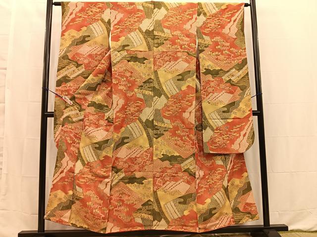 平和屋着物■豪華振袖　切嵌草花文様　金通し地　正絹　逸品　未使用　BAAN1813xi