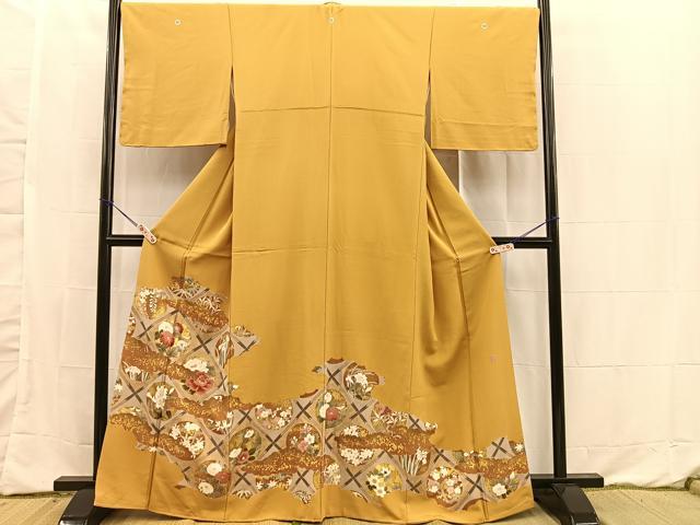 平和屋着物■豪華色留袖　作家物　雲隠れ草花丸文　金彩　正絹　逸品　BAAN1793xi