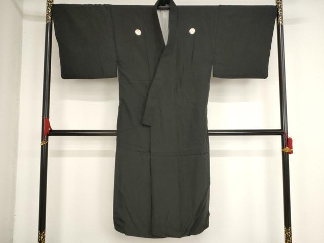 平和屋着物■男性　黒紋付　正絹　逸品　AAAO8134bw