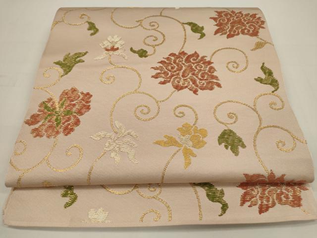 平和屋着物■六通柄　本袋帯　洋花唐草文　金糸　正絹　逸品　DAAL6835ar