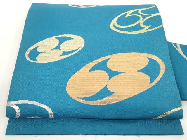 平和屋着物●龍村美術織物　たつむら　九寸名古屋帯　巴ながし　金糸　正絹　逸品　AAAO2097az