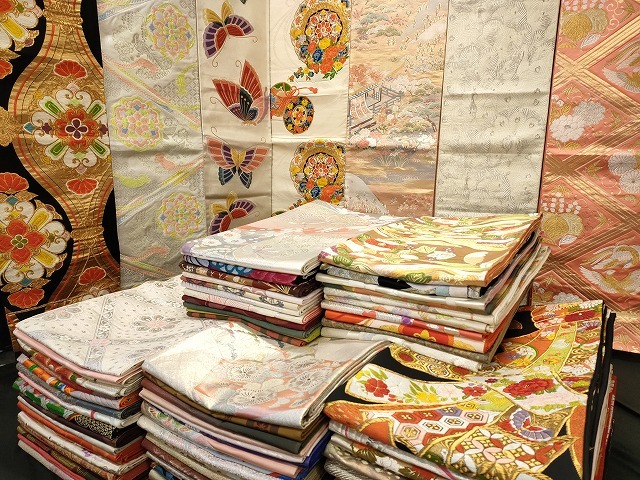 平和屋本店■1円 袋帯 西陣 まとめて100点 向かい鳳凰 尾長鳥 孔雀 蝶 風景 花柄 楽器 佐賀錦 金銀糸 など 未使用品あり 全て正絹 se2650