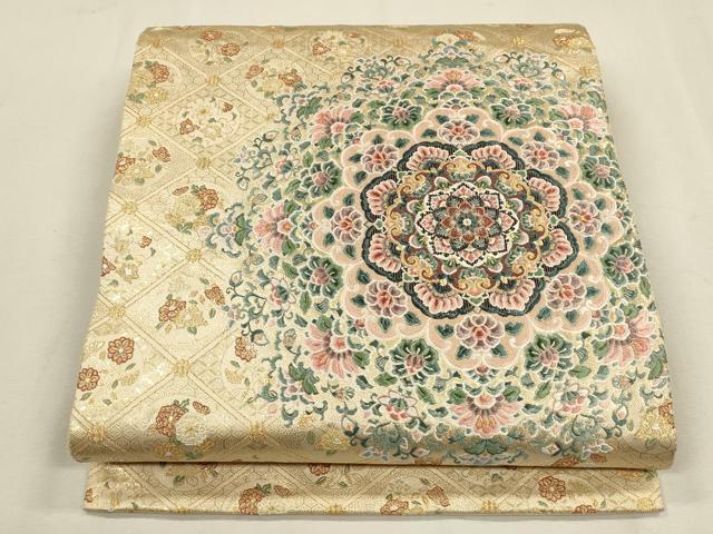 平和屋着物●六通柄袋帯　唐織　正倉院花文　金糸　正絹　逸品　CAAL5098th