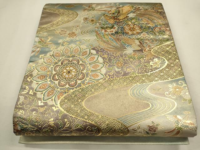 平和屋着物●袋帯　螺鈿　正倉院天井鳳凰花文　金銀彩　正絹　逸品　CAAL5113th