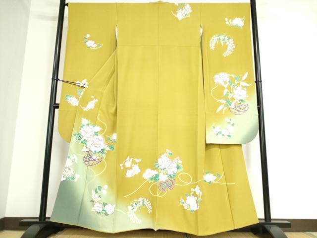 平和屋着物●豪華振袖　花籠文　暈し染め　金彩　正絹　逸品　DAAK8921az