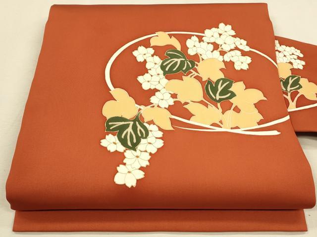 平和屋着物●塩瀬　九寸名古屋帯　草花文　金彩　正絹　逸品　CAAL5154th