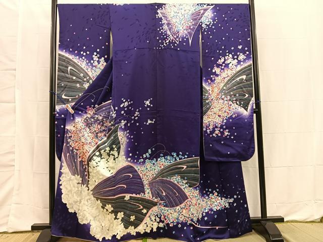 平和屋着物■豪華振袖　花蝶文　暈し染め　金彩　正絹　逸品　BAAN1711xi