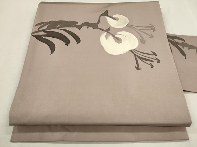 平和屋着物●日展染色作家　高久空木　ろうけつ染　塩瀬　九寸名古屋帯　草花文　正絹　逸品　CAAL5195th