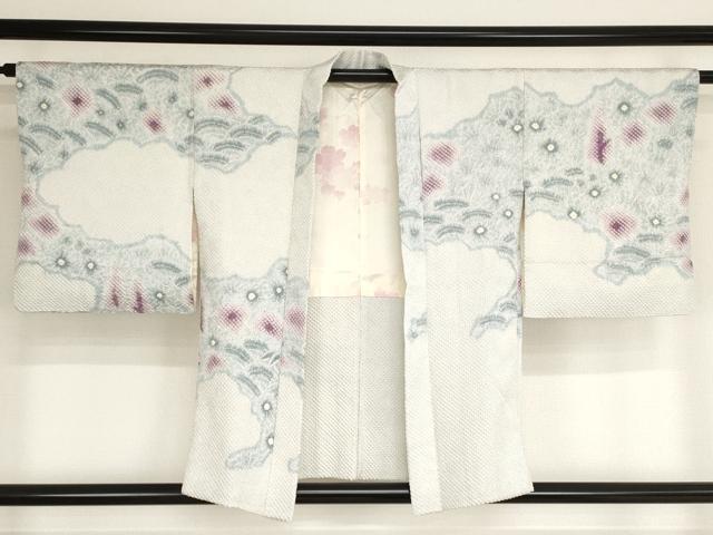 平和屋着物■羽織　総絞り　立波草花文　正絹　逸品　AAAO9616bw