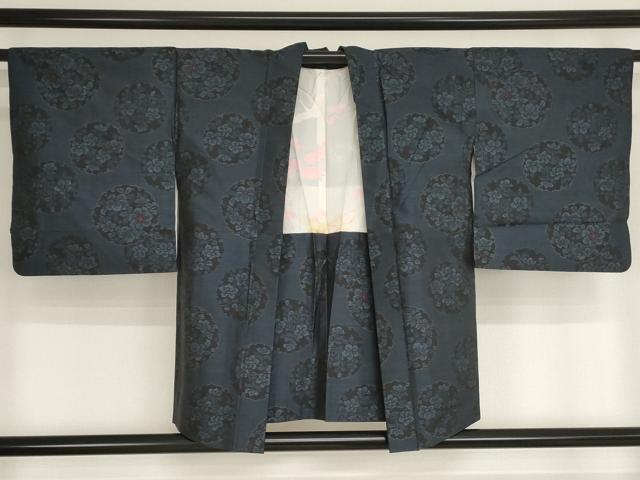 平和屋着物■本場大島紬　羽織　洋花丸文　正絹　逸品　AAAO9601bw