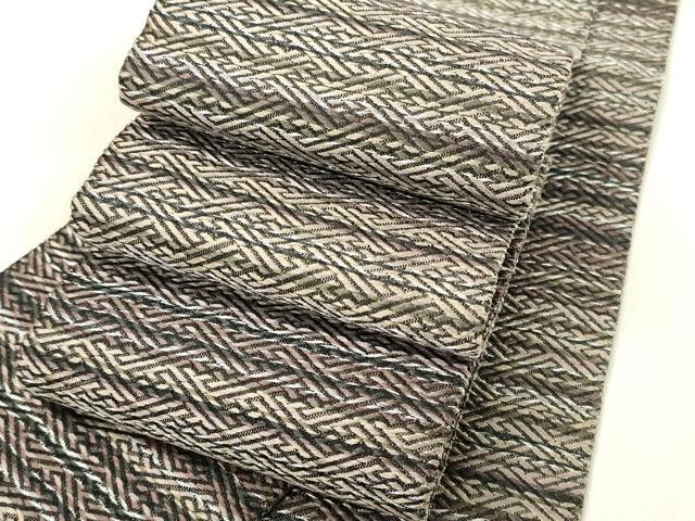 平和屋着物■男性　角帯　横段文　銀糸　やまと誂製　正絹　逸品　DAAK7805xg