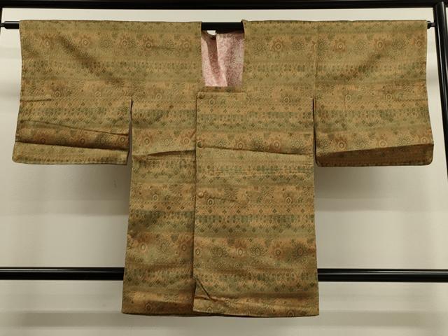 平和屋着物■道行コート　横段草花文　正絹　逸品　CAAL4238dy