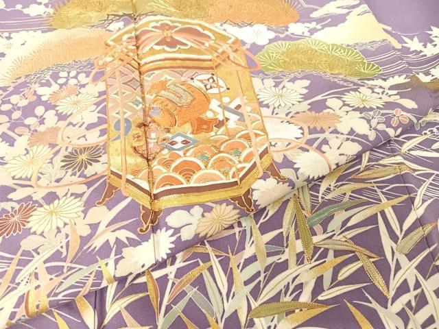 平和屋着物○創業460年・千總 色留袖 駒刺繍 貝桶草花文 打ち出 平和屋着物○創業460年・千總 色留袖 駒刺繍 貝桶草花文 打ち出
