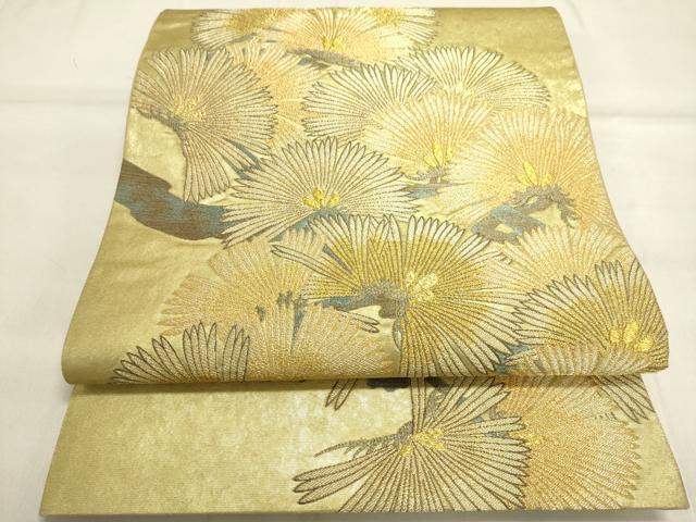 平和屋着物●六通柄袋帯　風薫　枝松葉　本金箔　青銅箔　正絹　逸品　DAAL7096du