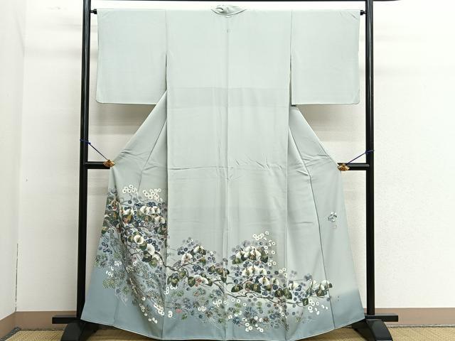 平和屋着物●高級染元　粋峰　林芳夫　京加賀友禅　色留袖　草花文　暈し染め　正絹　逸品　BAAN8683pm