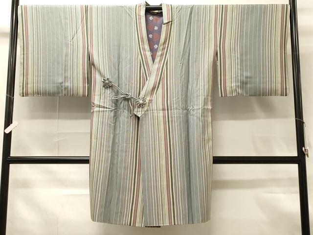 平和屋着物■道中着　縞　ロング丈　正絹　逸品　CAAL3378id