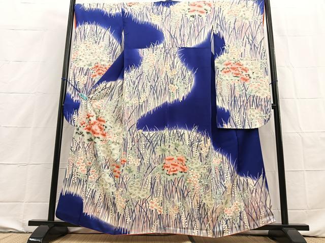 平和屋着物■豪華振袖　草花文　暈し染め　銀彩　正絹　逸品　BAAN4042xa