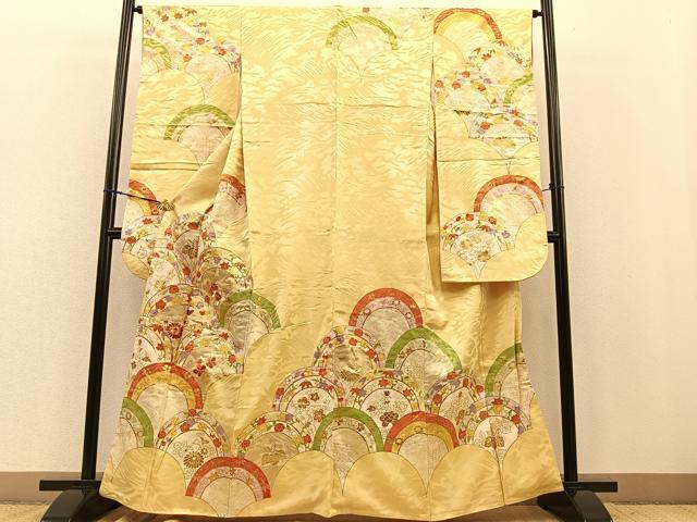 平和屋着物■豪華振袖　駒刺繍　花青海波　金彩　正絹　逸品　BAAN0625gt