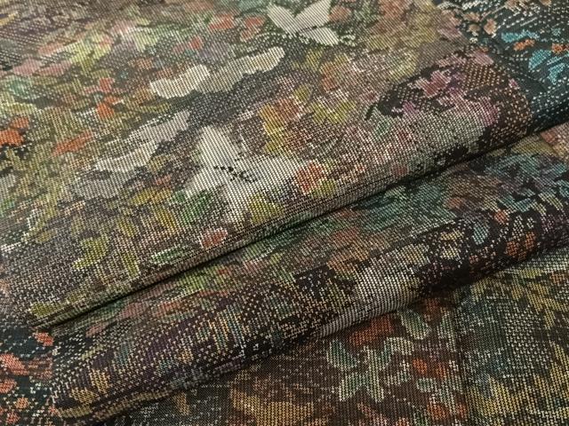 平和屋着物●本場大島紬　９マルキ　総絣　舞蝶草花文　正絹　逸品　AAAO9248np