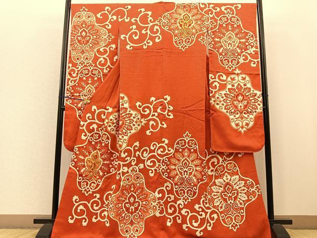 平和屋着物■豪華振袖　駒刺繍　花唐草文　金彩　正絹　逸品　BAAN0648gt