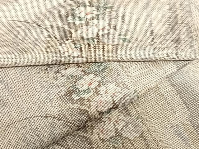 平和屋着物●都喜ヱ門　本場大島紬　白大島　7マルキ　総絣　草花文　藤絹織物謹製　正絹　逸品　AAAO4686ph