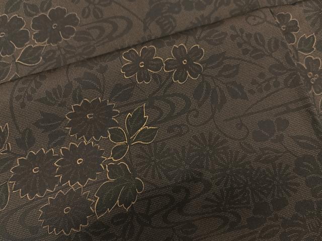 平和屋着物■本場大島紬　流水花鳥文　金彩　正絹　逸品　BAAN1253hz