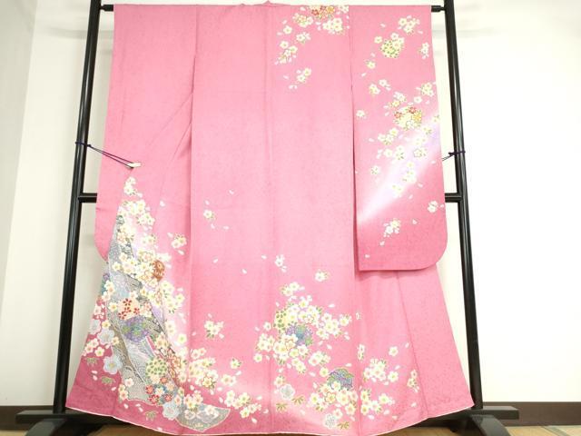 平和屋着物●豪華振袖　花毬熨斗文　暈し染め　金彩　京都きもの友禅扱い　正絹　逸品　DAAK8964az