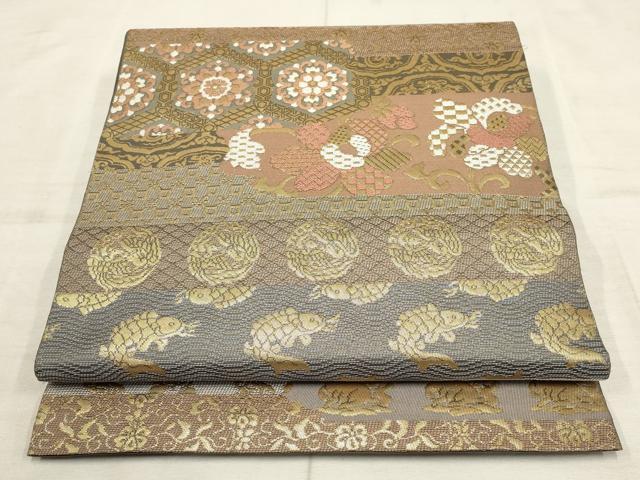 平和屋着物●西陣　川島織物　六通柄本袋帯　吉祥花唐草文　金糸　正絹　逸品　AAAO3089wj